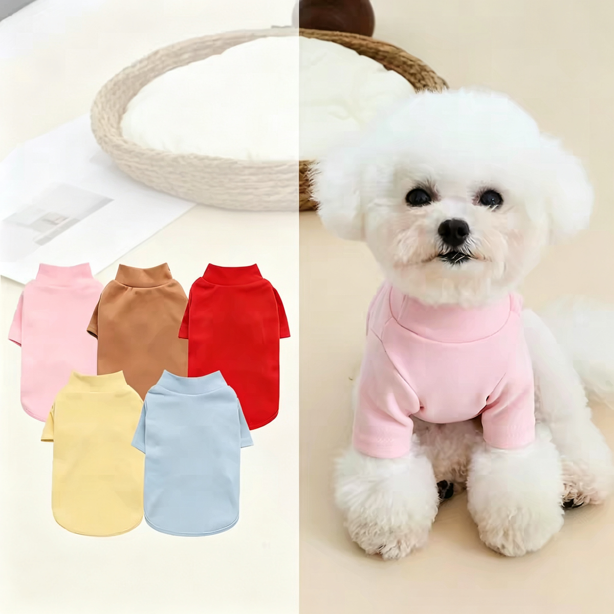 Pet Turtleneck Base Shirt Sewing Pattern with Video Tutorial | A3 Printable PDF | 7 Sizes S-4XL | Dog Cat Thermal Top Undershirt .