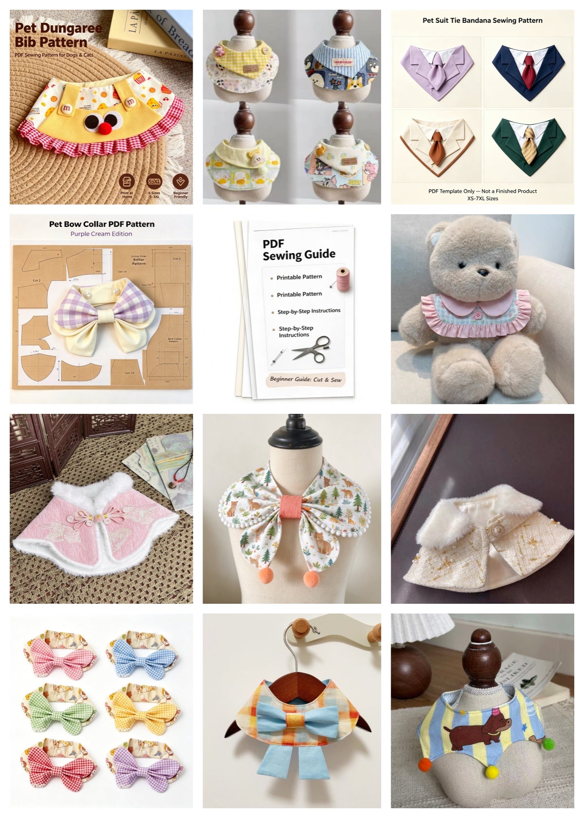 39 Dog Cat Bandana Sewing Patterns PDF Bundle | Free Future Updates, A4 Printable | All Styles Full Size Range | Print at Home | Sewing Tutorial Included | Digital Download