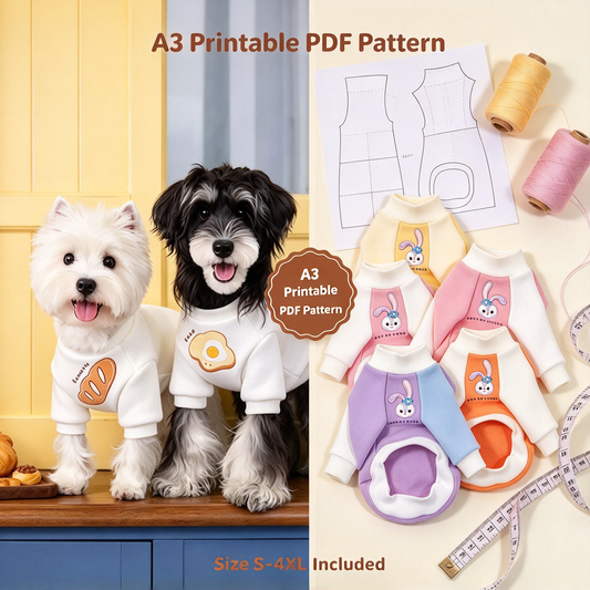 Pet Raglan Sweatshirt Sewing Pattern with Step-by-Step Tutorial | A3 Printable PDF | Sizes S-4XL | Dog Cat Casual Shirt