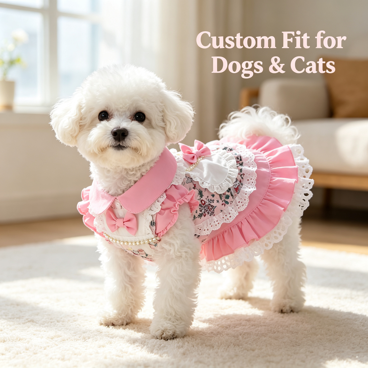 Pet Lolita Princess Dress Sewing Pattern with Video Tutorial | A3 Printable | 7 Sizes (S-4XL) | Dog Cat Ruffled Dress Digital PDF