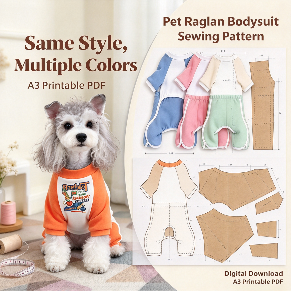 47 Pet Clothes Sewing Patterns Bundle | A3 Printable PDF | Dog & Cat Apparel Collection with Step-by-Step Video Tutorials | Lifetime Free Updates | Instant Digital Download