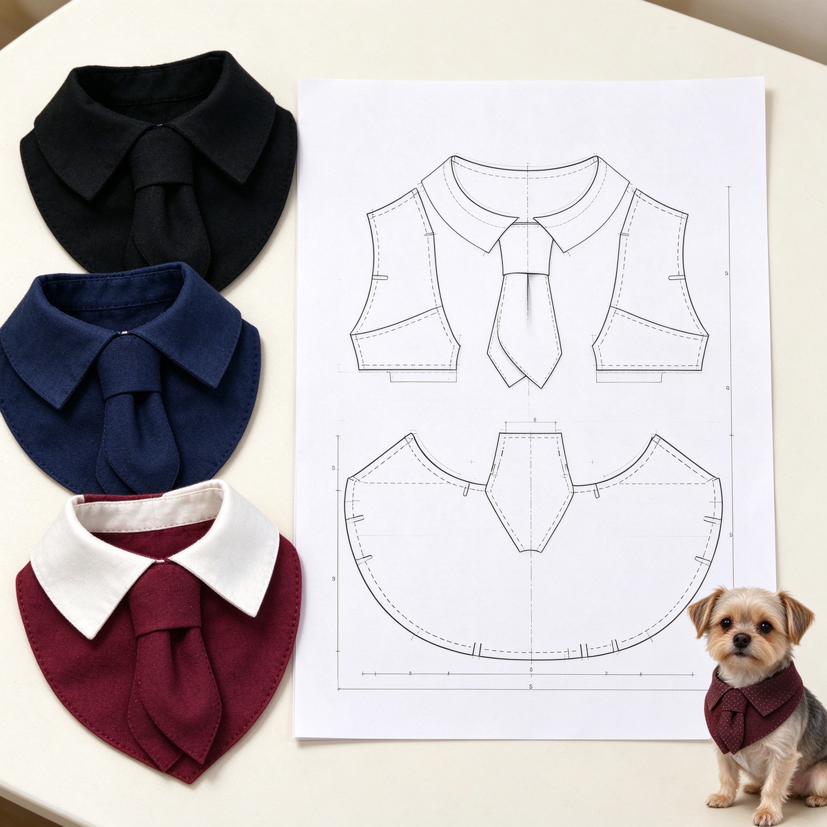 Gentleman Style Pet Collar Bib PDF Sewing Pattern | A4 Printable | 14 Sizes (XXS-9XL)| Formal Dog Cat Neck Tie Bandana Pattern
