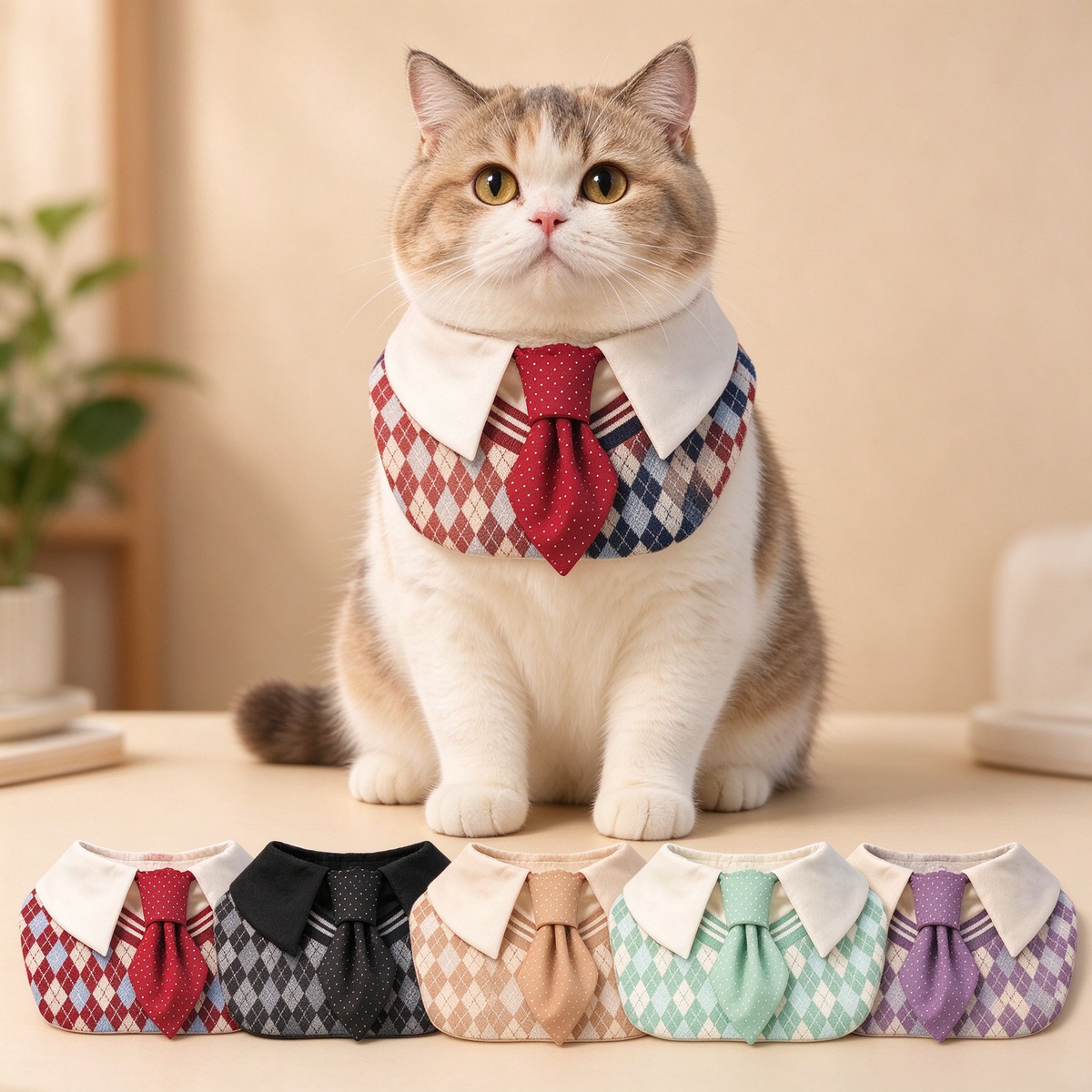 College Style Pet Collar Bib PDF Sewing Pattern | A4 Printable | 14 Sizes (XXS-9XL) | Step-by-Step Sewing Tutorial Included | Dog & Cat Neck Tie Bib Pattern