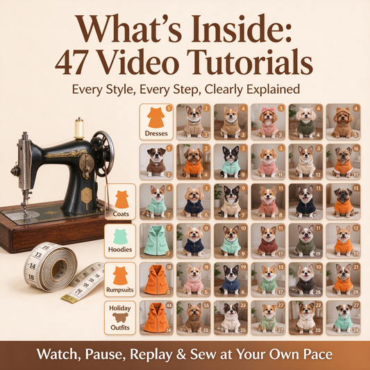 （02）47 Styles Pet Clothes Sewing Video Tutorial Bundle | Buy PDF Sewing Patterns, Get All Video Tutorials Free