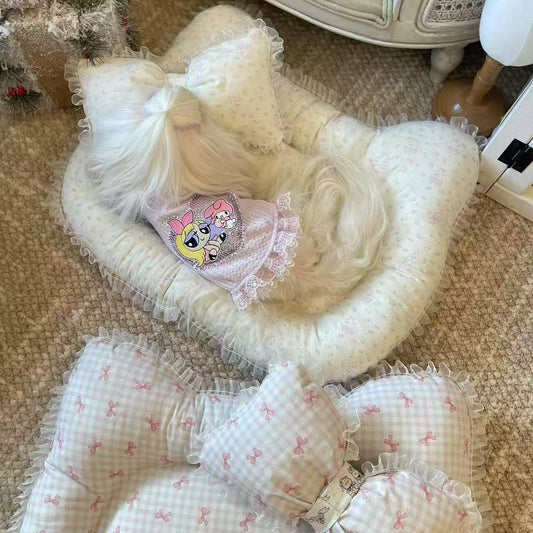 Cat & Dog Pet Bed Sewing Pattern PDF | A3 Printable Pattern for Pets Up to 16.5 lbs, Cute Bow Pet Nest DIY Sewing Template