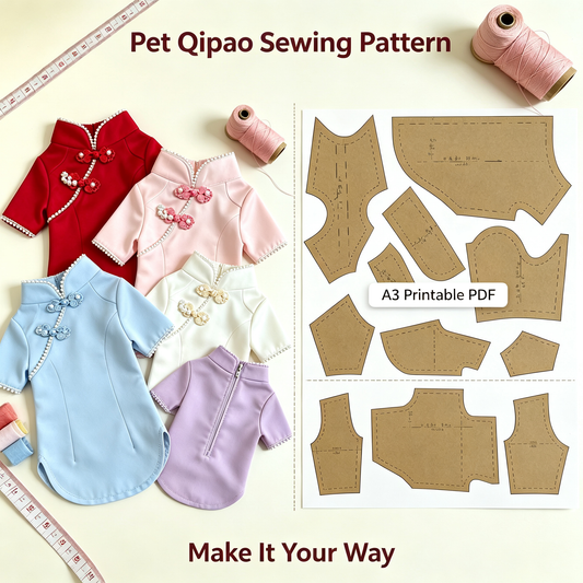 Pet Wearable Sewing Pattern + Video Tutorial | S-4XL | A3 Printable PDF for Dogs & Cats
