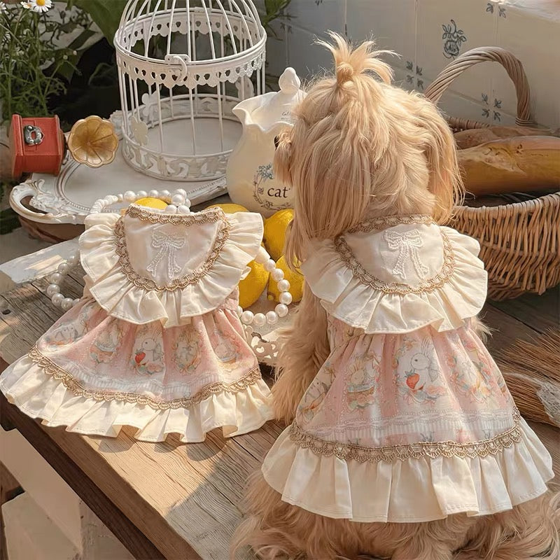 Pet Princess Dress & Bib PDF Sewing Pattern for Dogs & Cats | 7 Sizes S-4XL, Inch & Pound Size Chart, A3 Printable, Step-by-Step Sewing Tutorial, Lace Ruffle Pet Outfit Template