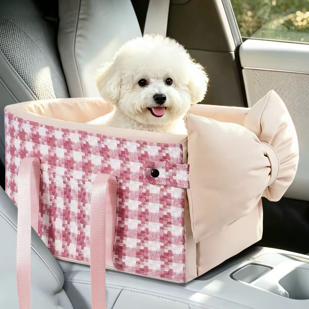 Center Console Pet Car Seat PDF Sewing Pattern | A3 Printable DIY Bow Pet Carrier Nest for Cats & Small Dogs Up to 16.5 lbs