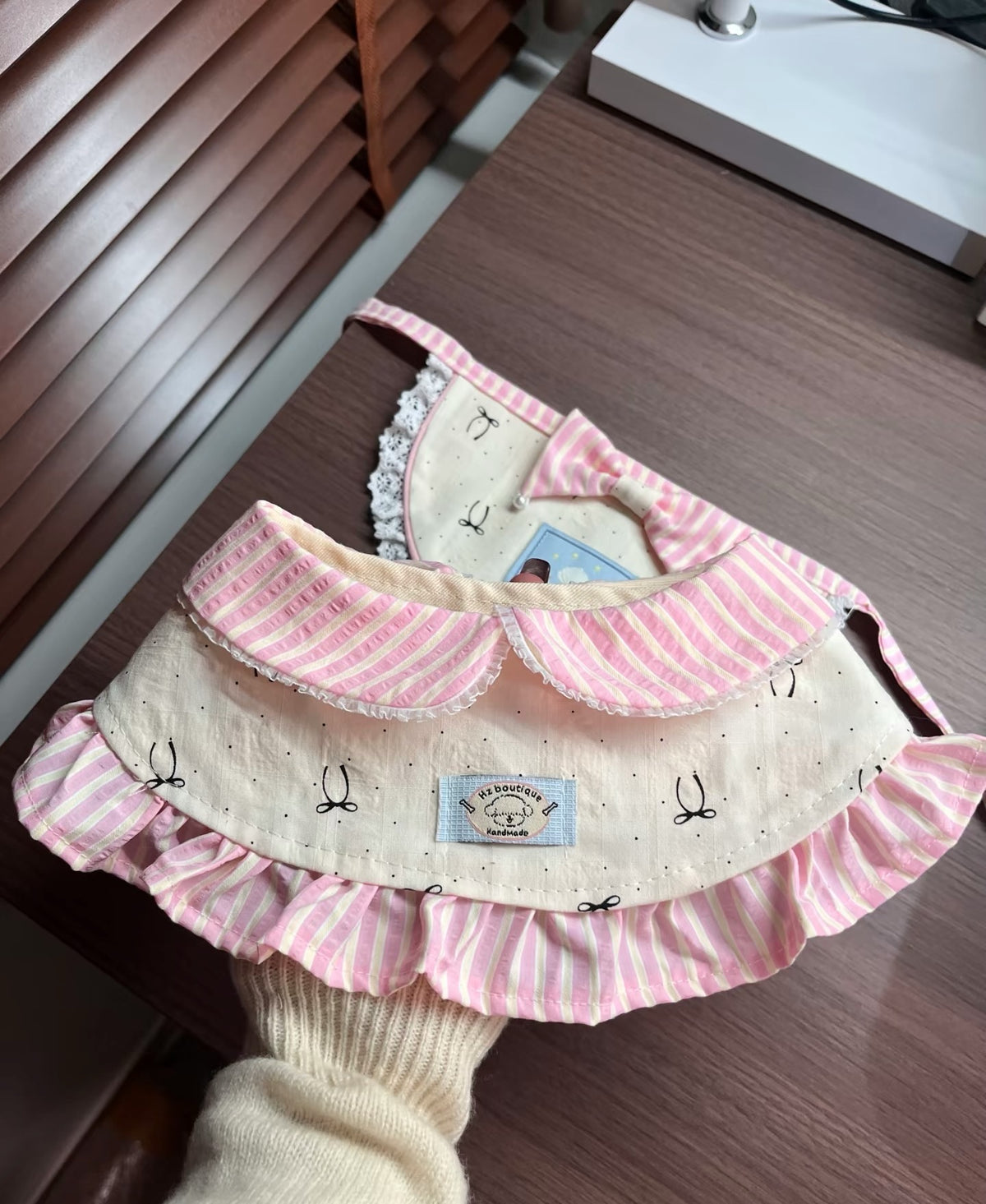 Preppy Ruffle Collar Dog Bandana Sewing Pattern PDF | Tie-Strap Peter Pan Pet Bib | Sizes M–L