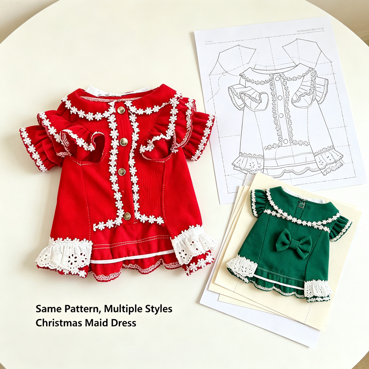 Pet Puff Sleeve Dress Sewing Pattern with Video Tutorial | A3 Printable | 7 Sizes (S-4XL) | Dog Cat Ruffled Dress Digital PDF