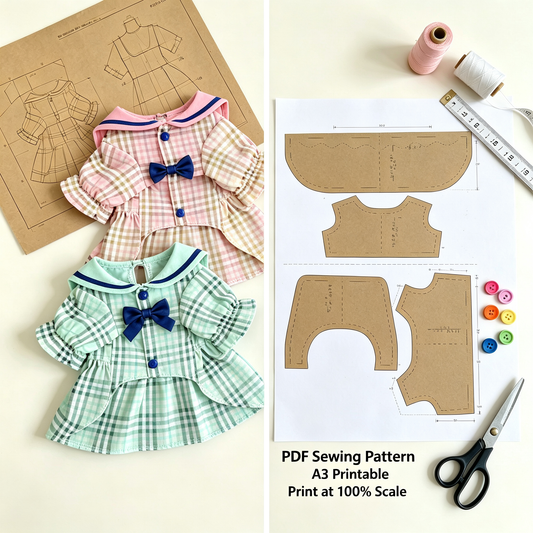Pet Dress Sewing Pattern with Video Tutorial | A3 Printable | 7 Sizes (S-4XL) | Dog Cat Princess Dress Digital PDF