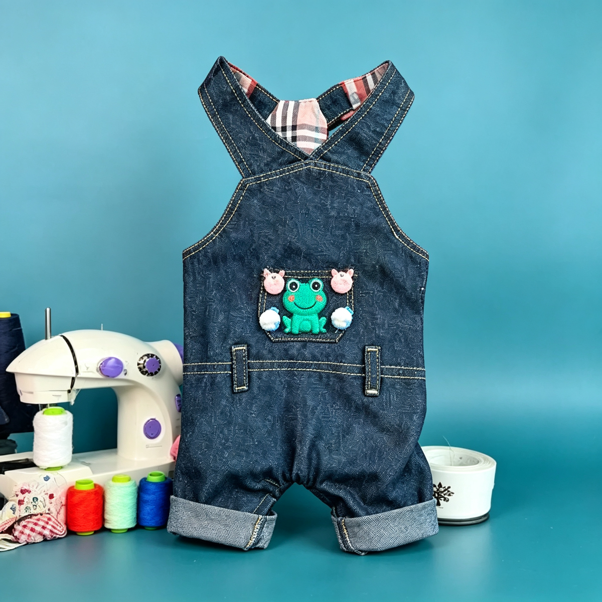 Pet Denim Overalls Sewing Pattern with Video Tutorial | A3 Printable PDF | 7 Sizes S-4XL | Dog Cat Cross-Back Jumpsuit