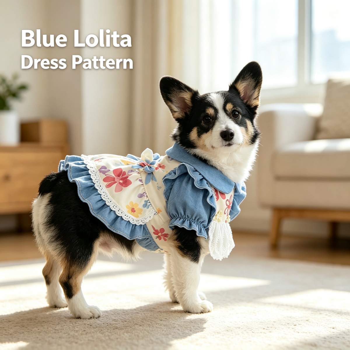 Pet Ruffled Maid Dress Sewing Pattern + Video Tutorial | 7 Sizes S-4XL | A3 Printable PDF for Dogs & Cats