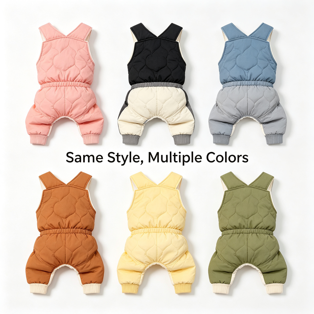 Pet Quilted Padded Overalls Sewing Pattern with Video Tutorial | A3 Printable PDF | 7 Sizes S-4XL | Dog Cat Winter Sling Jumpsuit