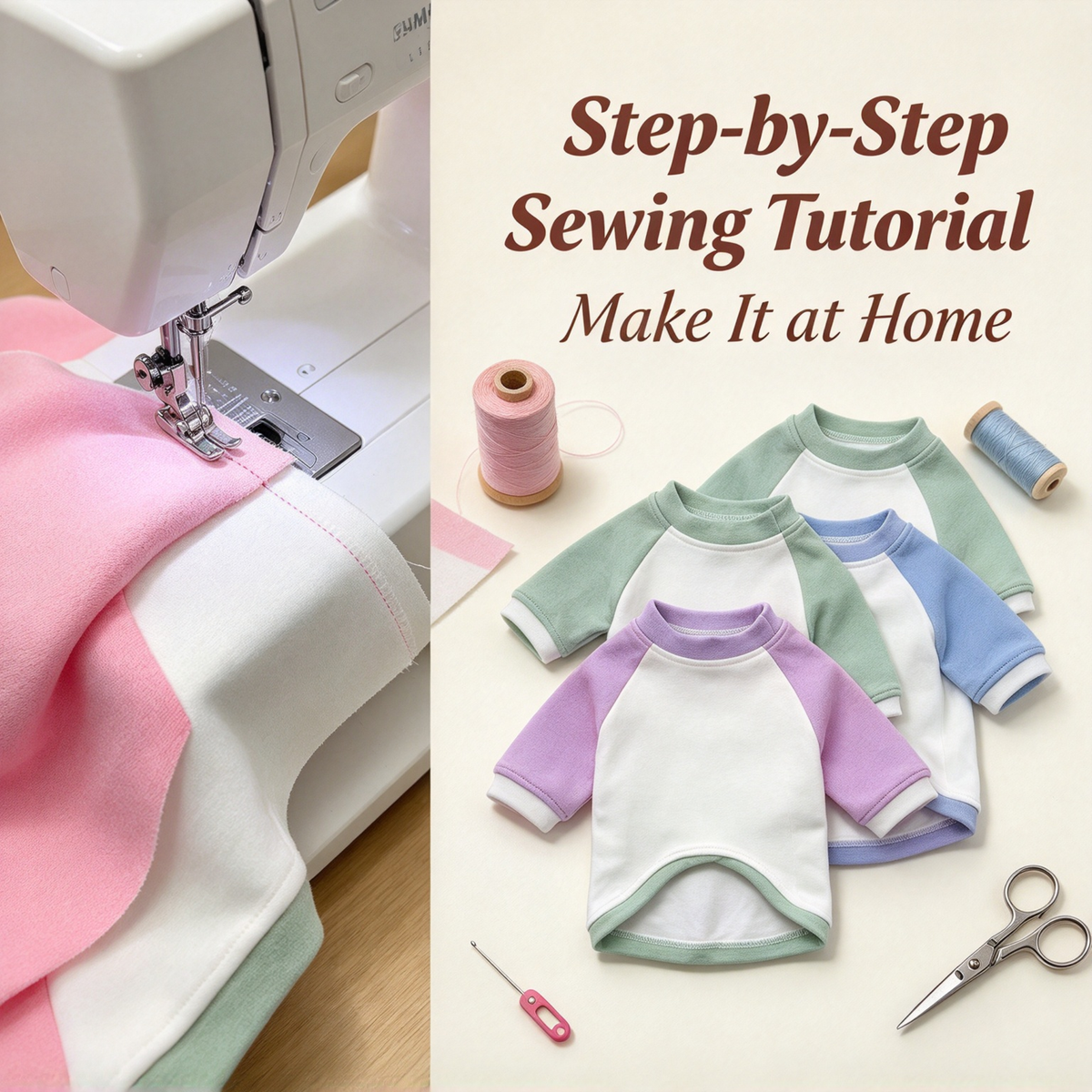 Pet Raglan Sweatshirt Sewing Pattern with Step-by-Step Tutorial | A3 Printable PDF | Sizes S-4XL | Dog Cat Casual Shirt
