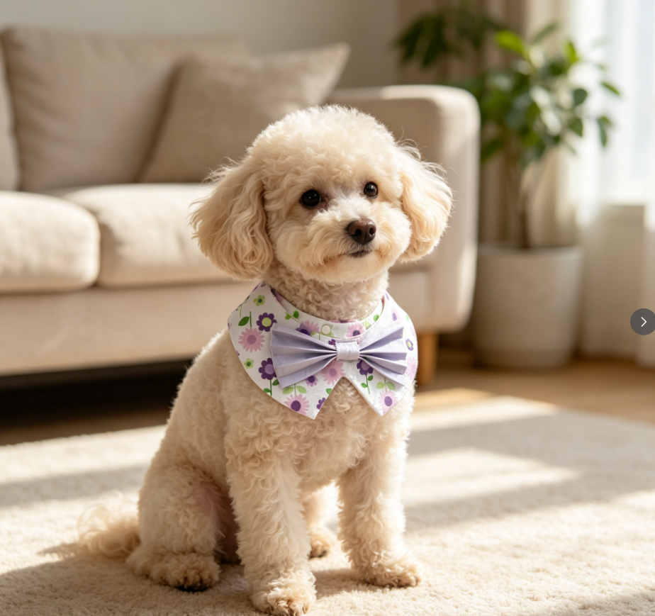 Flower Print Spiky Pet Bandana Sewing Pattern PDF | Purple Floral Bib with Bow for Dogs & Cats | 13 Sizes XS to 9XL | Fits Neck 10.2"–29.9" | Printable Instant Download