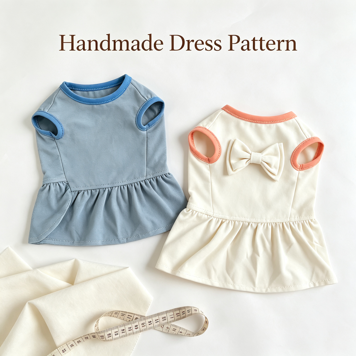 Pet Bow Vest Dress Sewing Pattern with Video Tutorial | A3 Printable PDF | 7 Sizes S-4XL | Girl Dog Cat Sleeveless Ruffle Dress