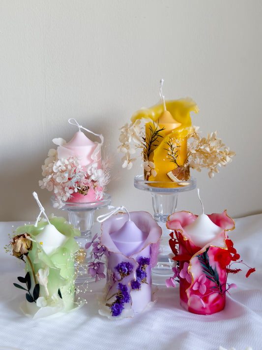 Flower lantern【handmade candles】_green_yellow_Purple_pink_red