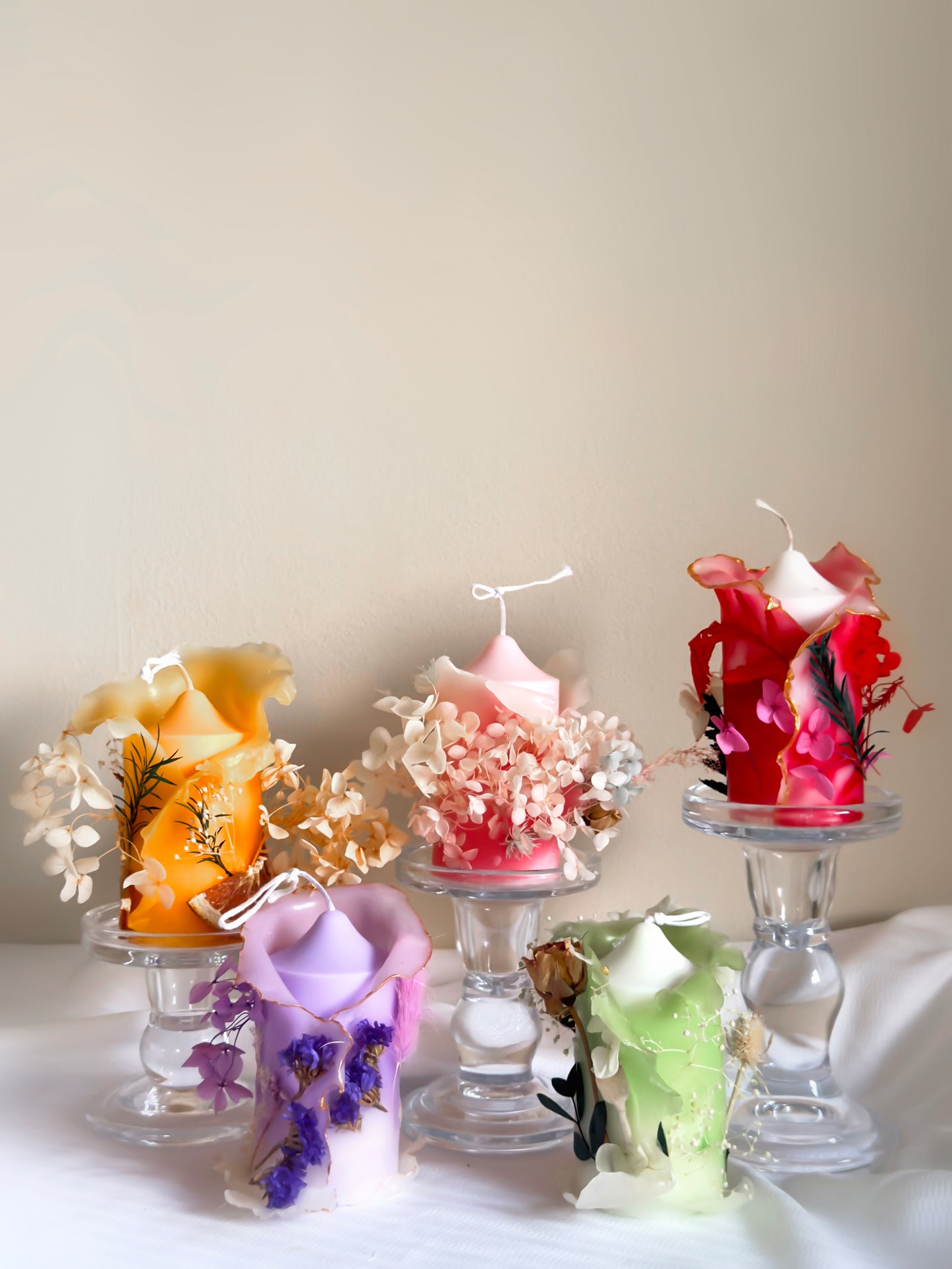Flower lantern【handmade candles】_green_yellow_Purple_pink_red