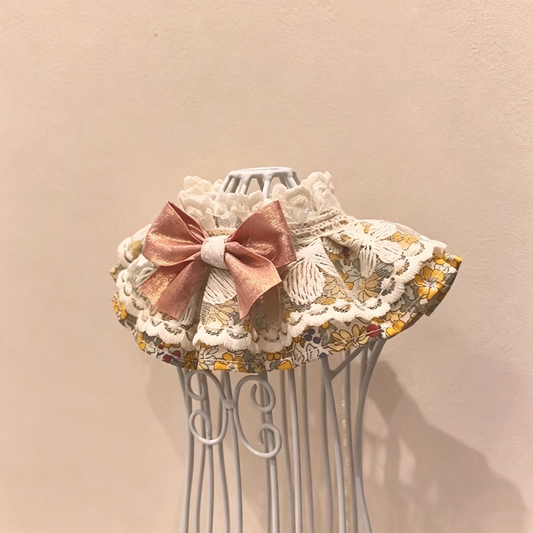 Handmade Vintage Floral Lace Pet Bib, Ruffled Lace Pet Neckwear with Pink Bow, Decorative Collar for Kitten, Puppy Small Breed Dogs