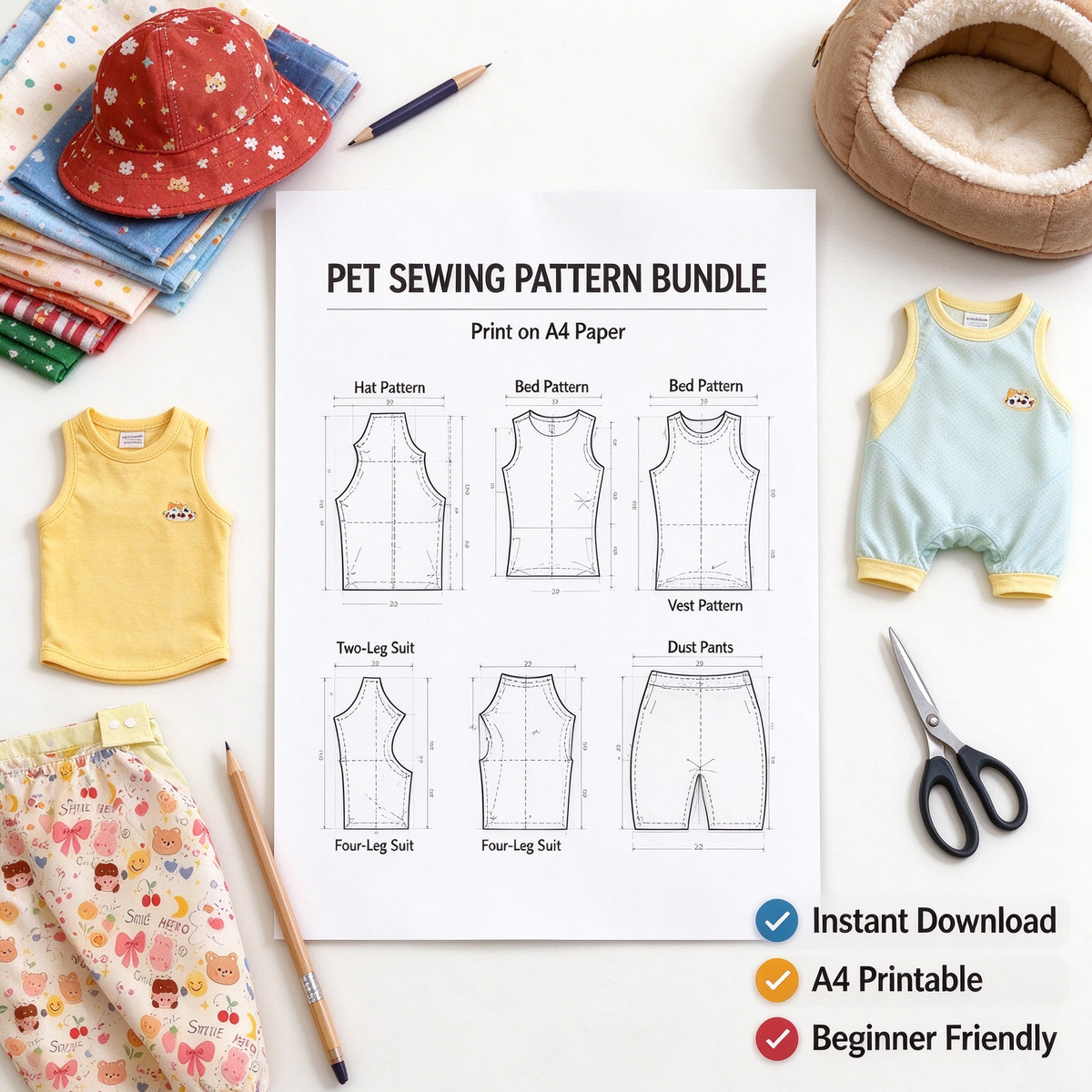 Complete Full Pet Outfit Wardrobe Bundle | Pet JK Academy Uniform + Ultimate Pet Sewing Pattern Pack | 10 Complete Styles, PDF, Full Sizes, A4 Printable, Instant Download | Hat, Bandana, Harness, 2 Pet Beds, T-Shirts, Vest, Dust Pants & Pet Dresses
