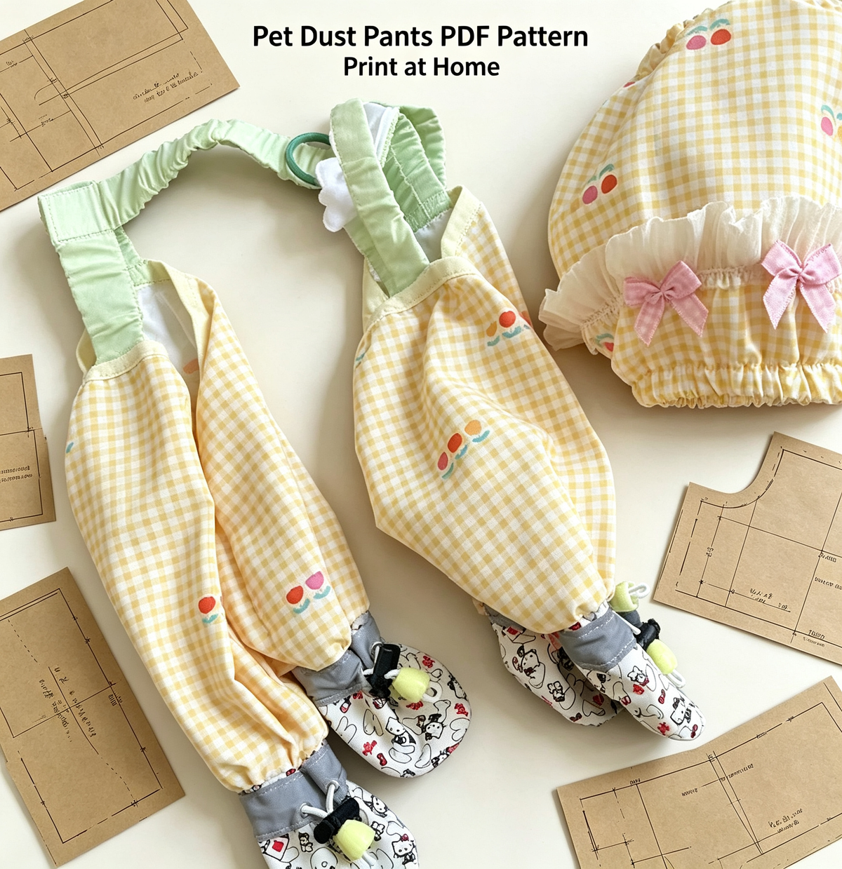 Pet Dust Pants Sewing Pattern with Step-by-Step Tutorial | A3 Printable PDF | Sizes S-4XL | Dog Cat Leg Protector Overalls