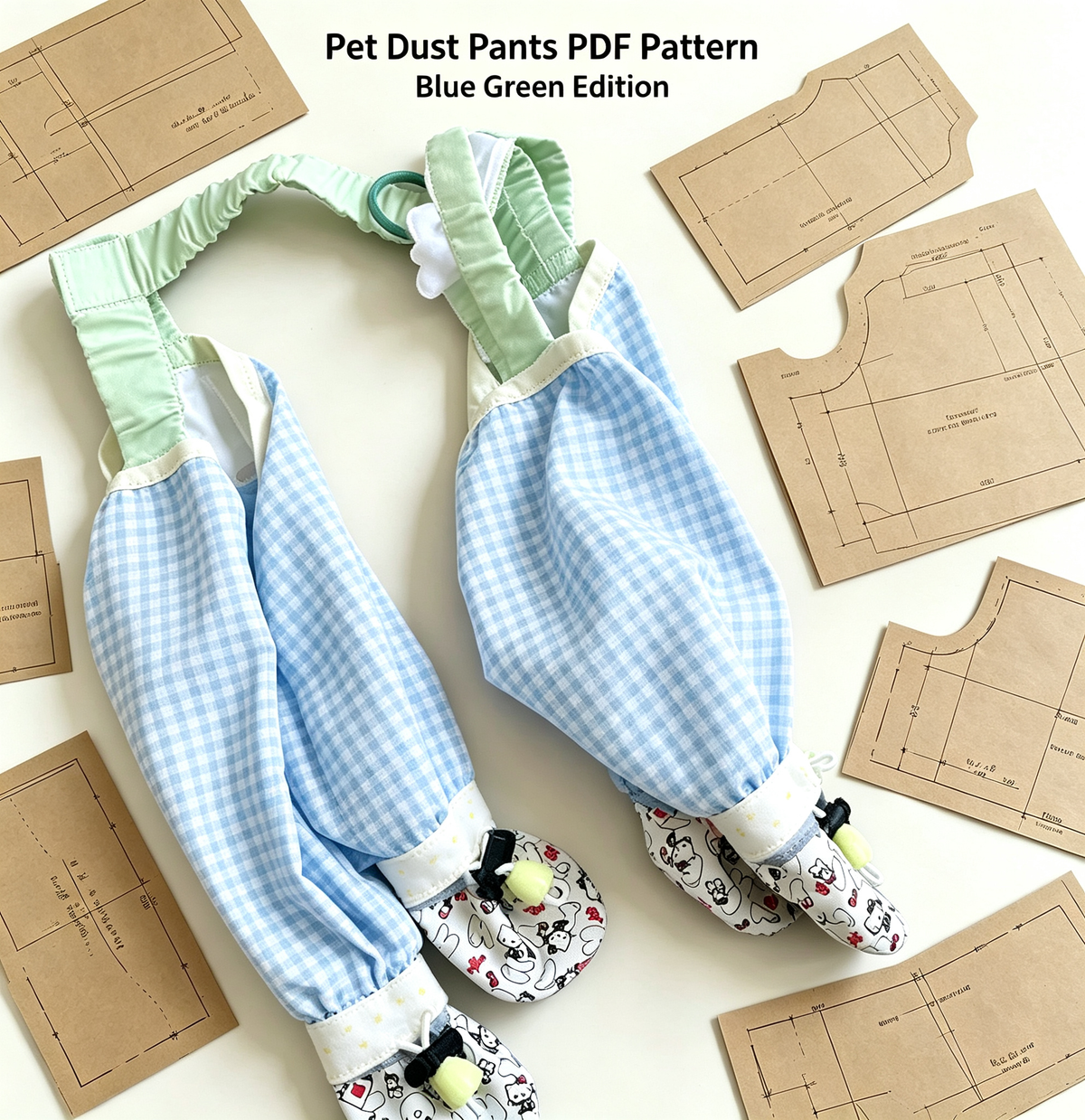 Pet Dust Pants Sewing Pattern with Step-by-Step Tutorial | A3 Printable PDF | Sizes S-4XL | Dog Cat Leg Protector Overalls