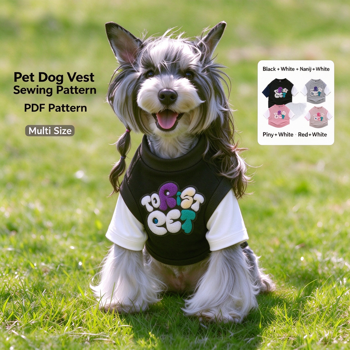 PDF Dog Fake Two-Piece Outfit Sewing Pattern S-4XL | A3 Printable With Sewing Instructions