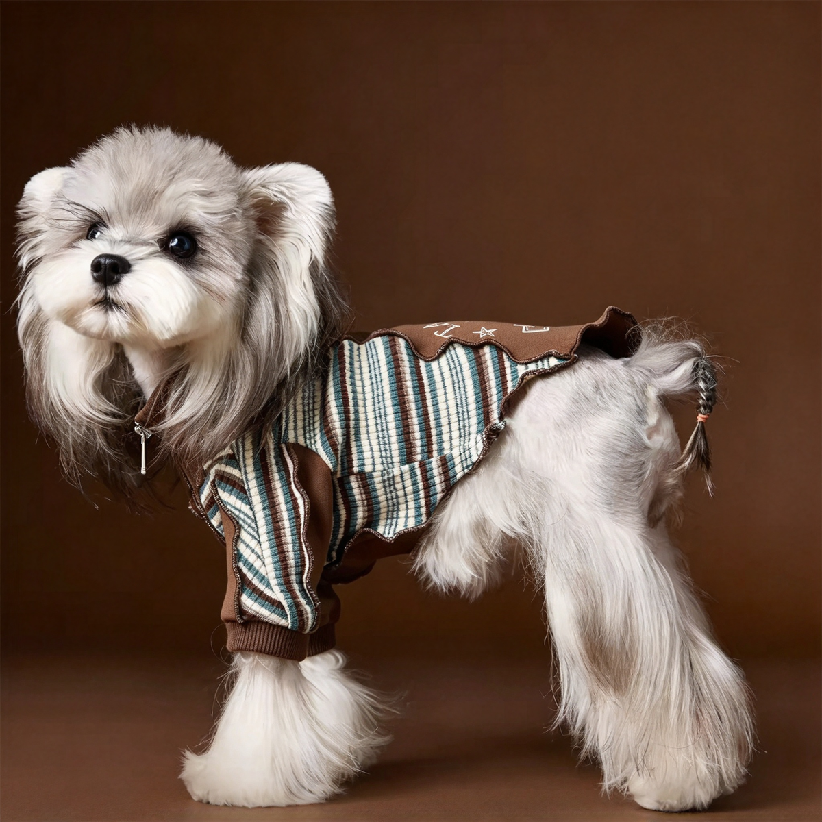 Striped Ruffle Dog Sweatshirt, Warm Pet Clothes, 6 Sizes XS-XXL