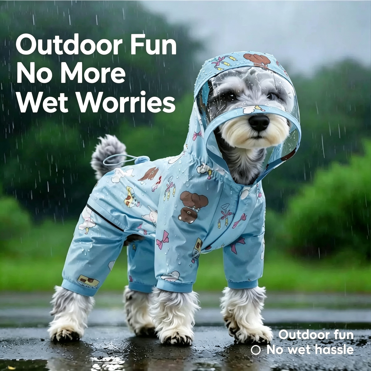 Dog Cat Full-Body Raincoat Onesie Sewing Pattern with Video Tutorial | A3 Printable | 7 Sizes (S-4XL) | Pet Waterproof Jumpsuit Digital PDF
