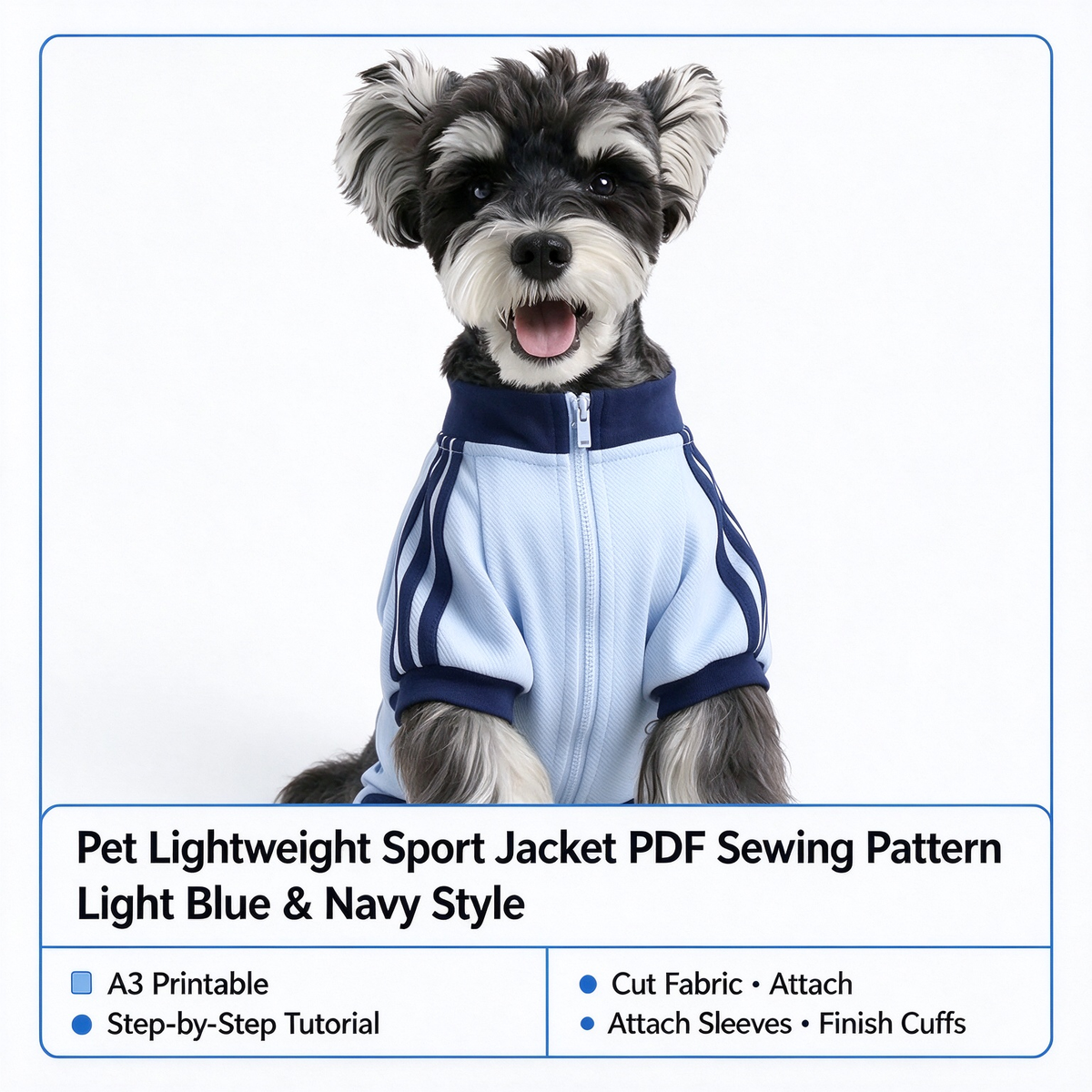 Pet School Uniform Sweatshirt PDF Sewing Pattern | S-4XL Inch Sizes, A3 Printable, Step-by-Step Sewing Tutorial, Digital Dog Coat Pattern