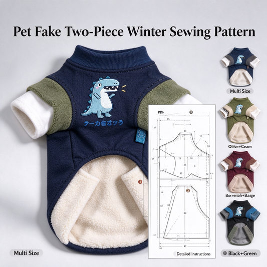 PDF Dog Fake Two-Piece Outfit Sewing Pattern S-4XL | A3 Printable With Sewing Instructions