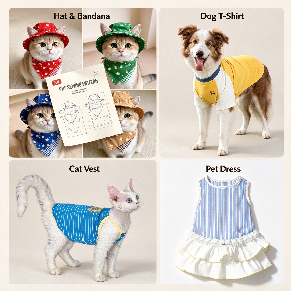 Complete Full Pet Outfit Wardrobe Bundle | Pet JK Academy Uniform + Ultimate Pet Sewing Pattern Pack | 10 Complete Styles, PDF, Full Sizes, A4 Printable, Instant Download | Hat, Bandana, Harness, 2 Pet Beds, T-Shirts, Vest, Dust Pants & Pet Dresses