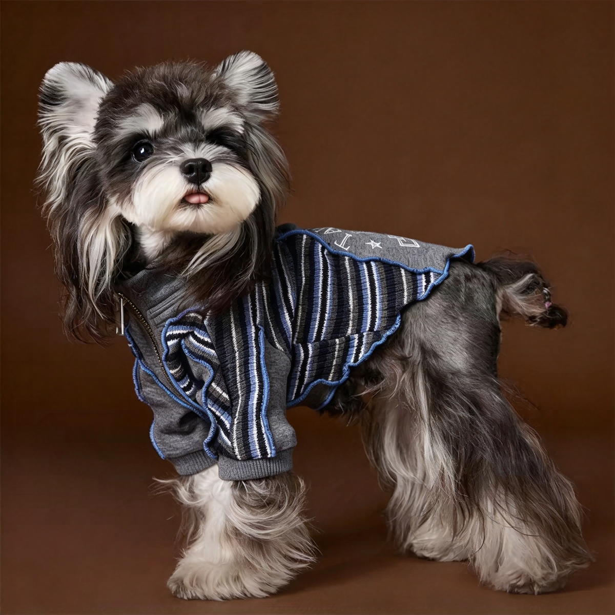 Striped Ruffle Dog Sweatshirt, Warm Pet Clothes, 6 Sizes XS-XXL