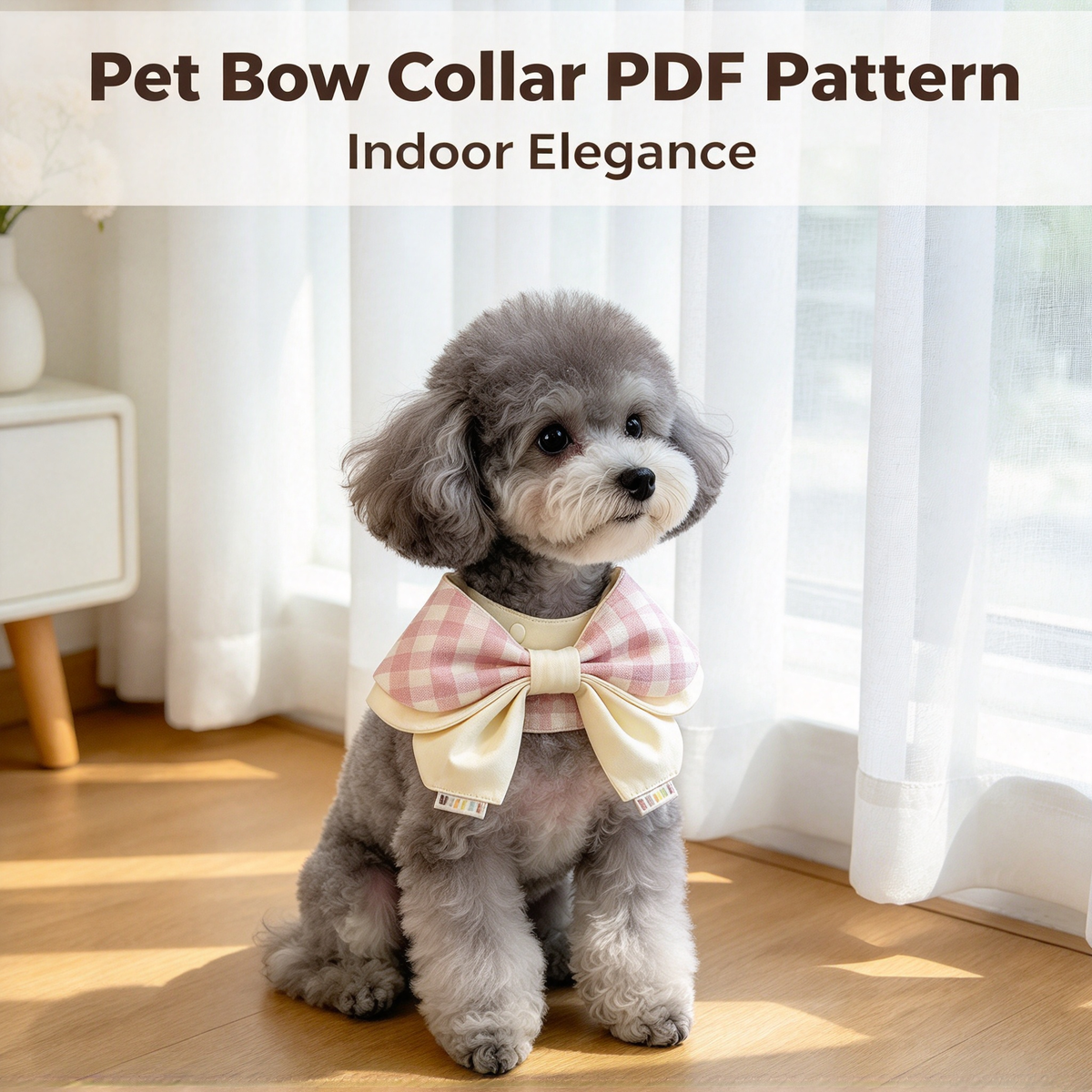 Printable A4 Pet Double Bow Collar PDF Sewing Pattern, Pet Bib for Dog & Cat, Sizes XS-XL