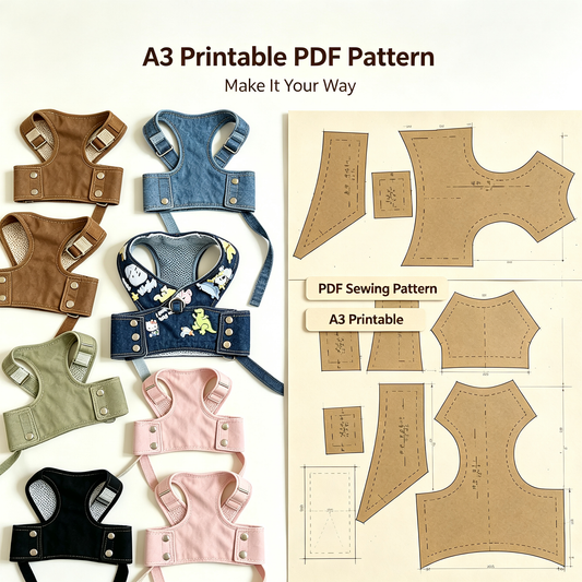 Pet Vest Harness Sewing Pattern with Video Tutorial | A3 Printable PDF | 7 Sizes S-4XL | Breathable Mesh Dog Cat Walking Harness