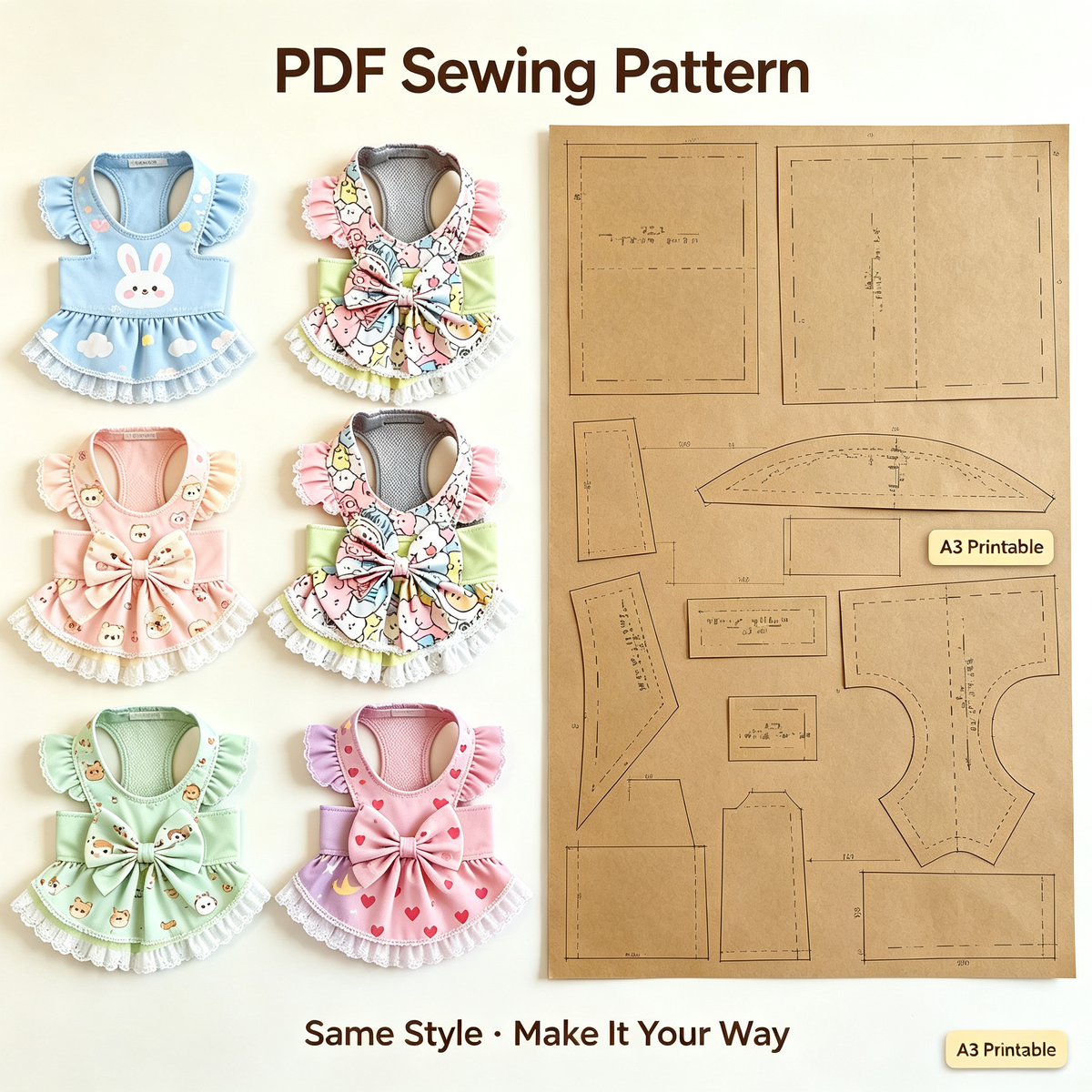 47 Pet Clothes Sewing Patterns Bundle | A3 Printable PDF | Dog & Cat Apparel Collection with Step-by-Step Video Tutorials | Lifetime Free Updates | Instant Digital Download