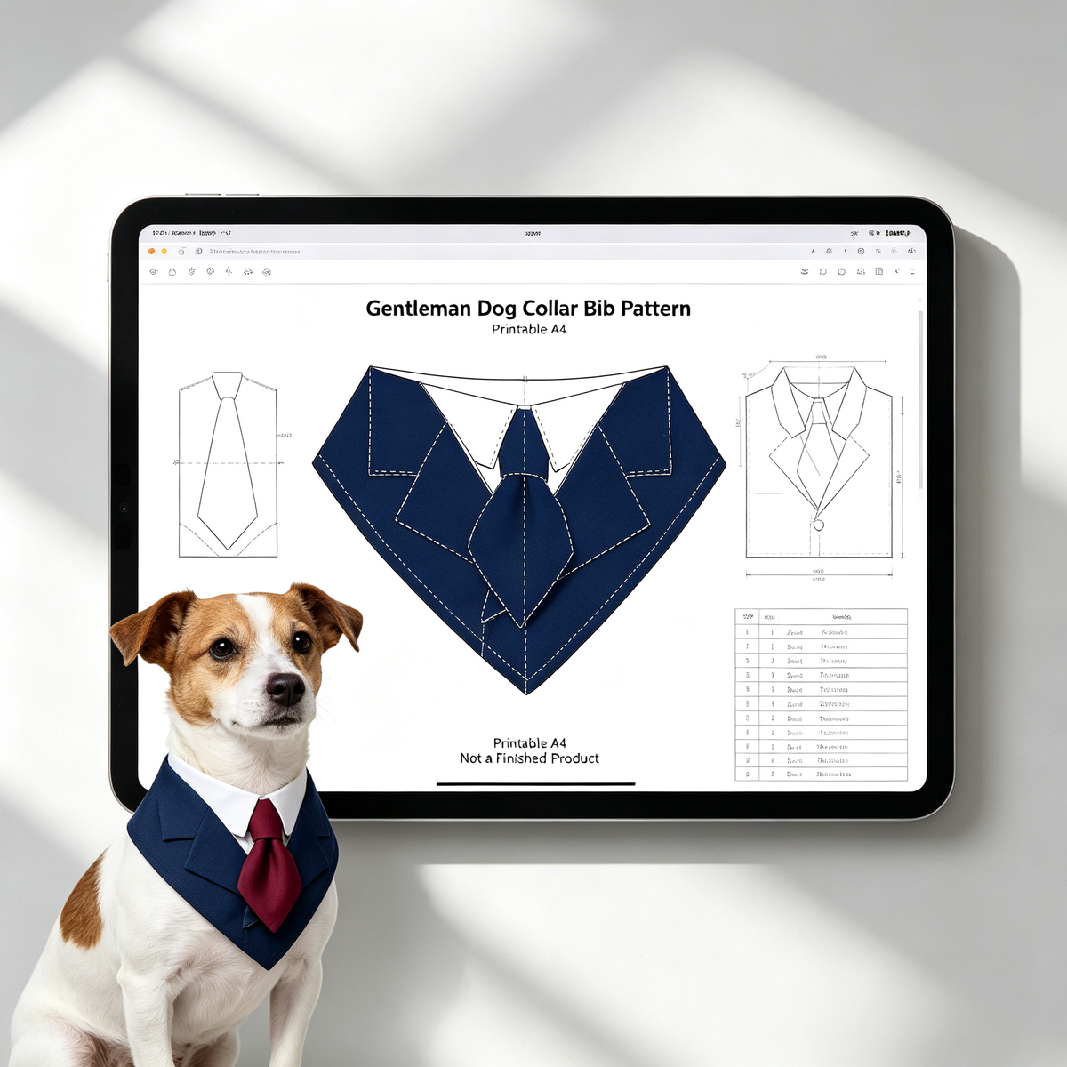 Pet Suit Tie Bandana Sewing Pattern, Gentle Dog & Cat Collar Bib PDF Sewing Template, XS-7XL Multi Sizes Digital Sewing Pattern