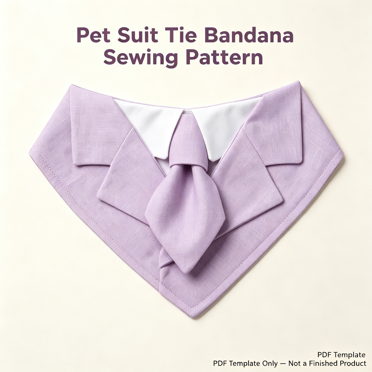 Pet Suit Tie Bandana Sewing Pattern, Gentle Dog & Cat Collar Bib PDF Sewing Template, XS-7XL Multi Sizes Digital Sewing Pattern
