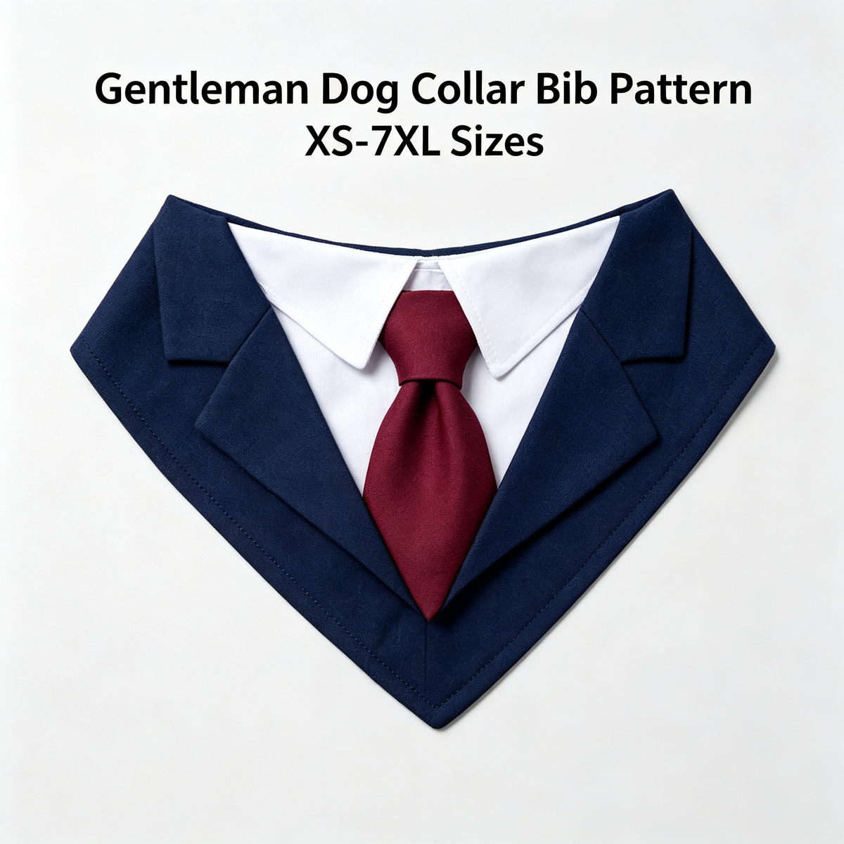 Pet Suit Tie Bandana Sewing Pattern, Gentle Dog & Cat Collar Bib PDF Sewing Template, XS-7XL Multi Sizes Digital Sewing Pattern