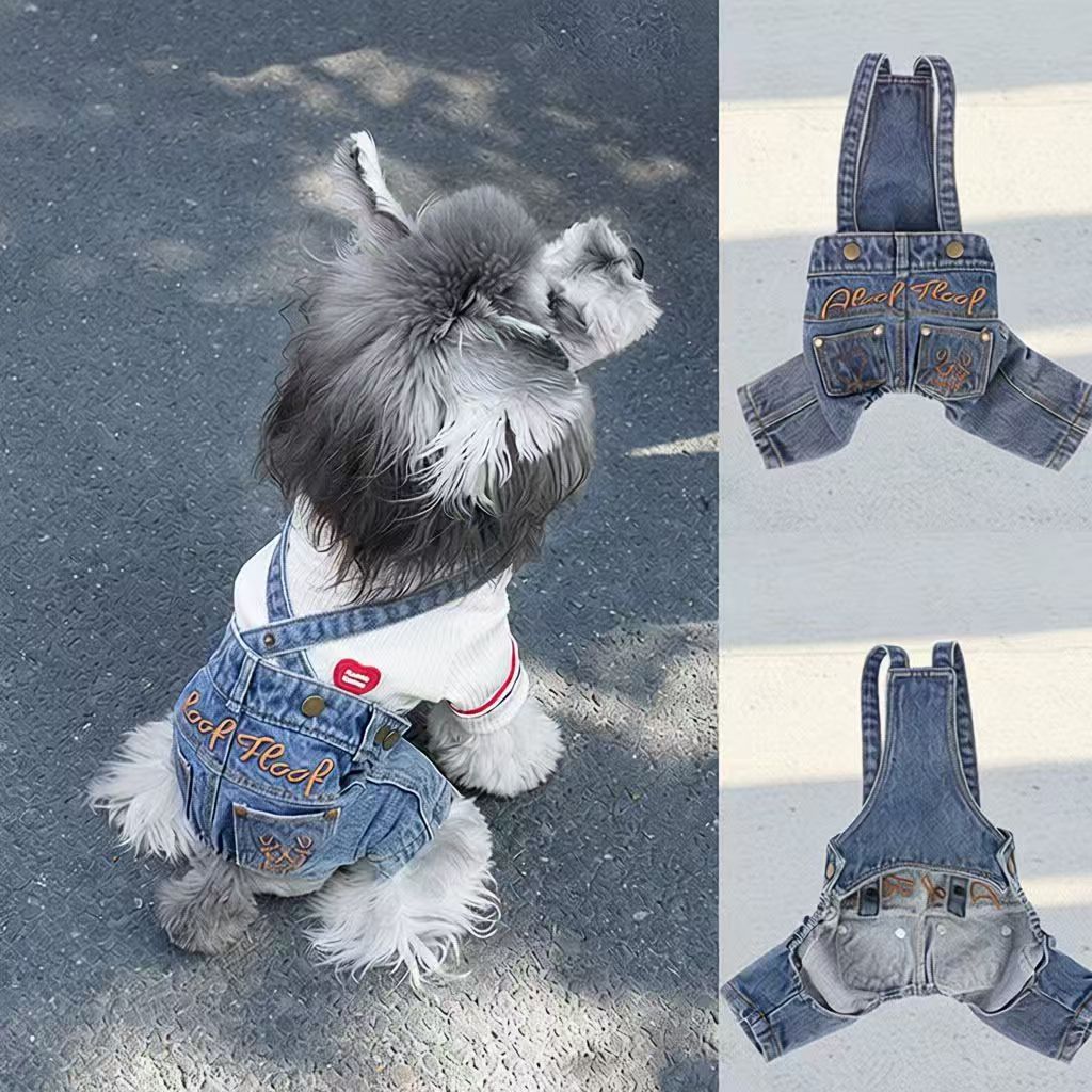 Pet Low-Rise Denim Overalls Sewing Pattern with Video Tutorial | A3 Printable PDF | 7 Sizes S-4XL | Dog Cat Jumpsuit Harness Pants