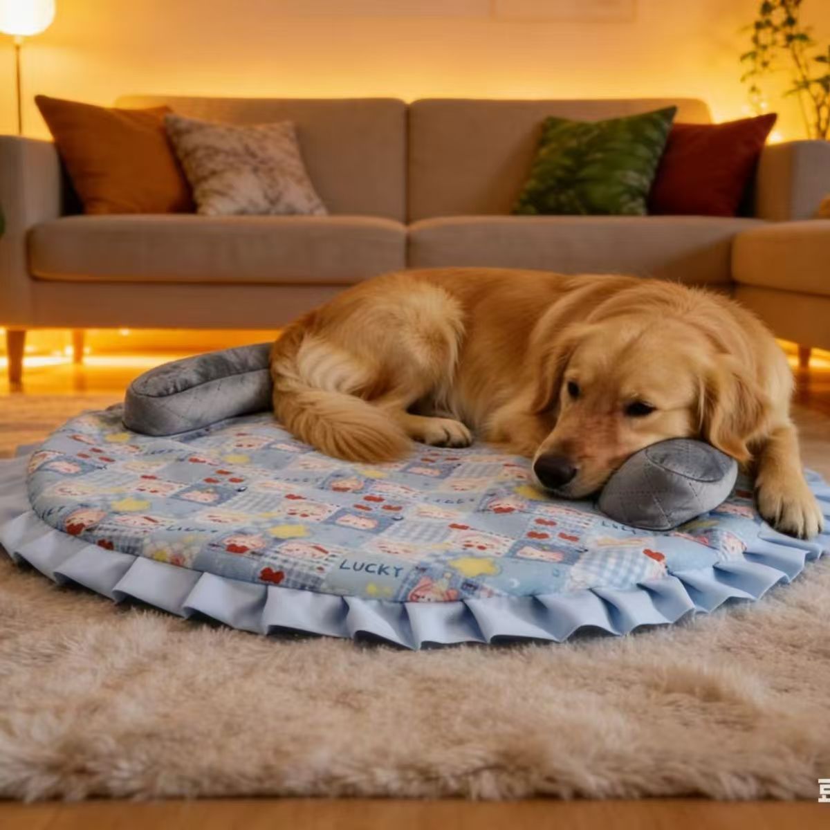 Oval U-Shaped Ruffle Pet Mat PDF Sewing Pattern | A3 Printable DIY Cushion Nest for Cats & Small Dogs Up to 16.5 lbs