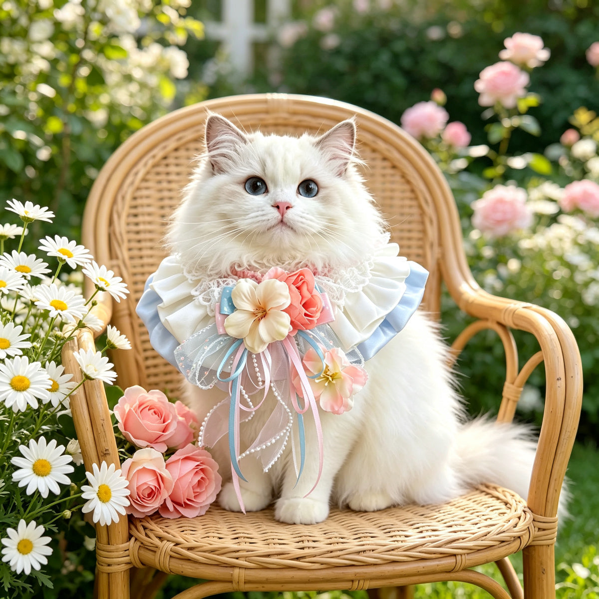 Sweet Lace Stretch Pet Bib for Small Dogs & Cats – Princess Neckerchief with Bow