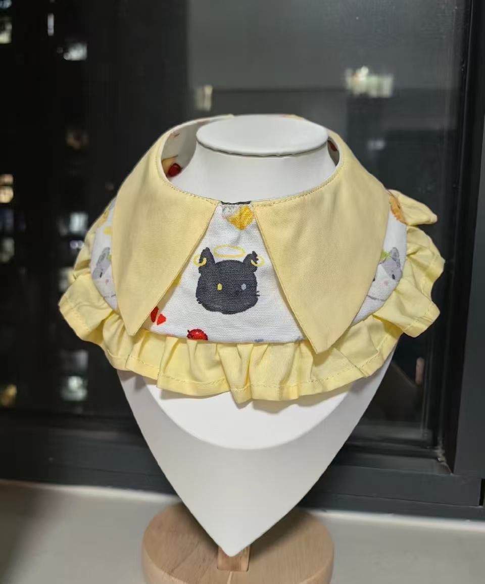 Preppy Ruffle Collar Dog Bandana Sewing Pattern PDF | Tie-Strap Peter Pan Pet Bib | Sizes M–L