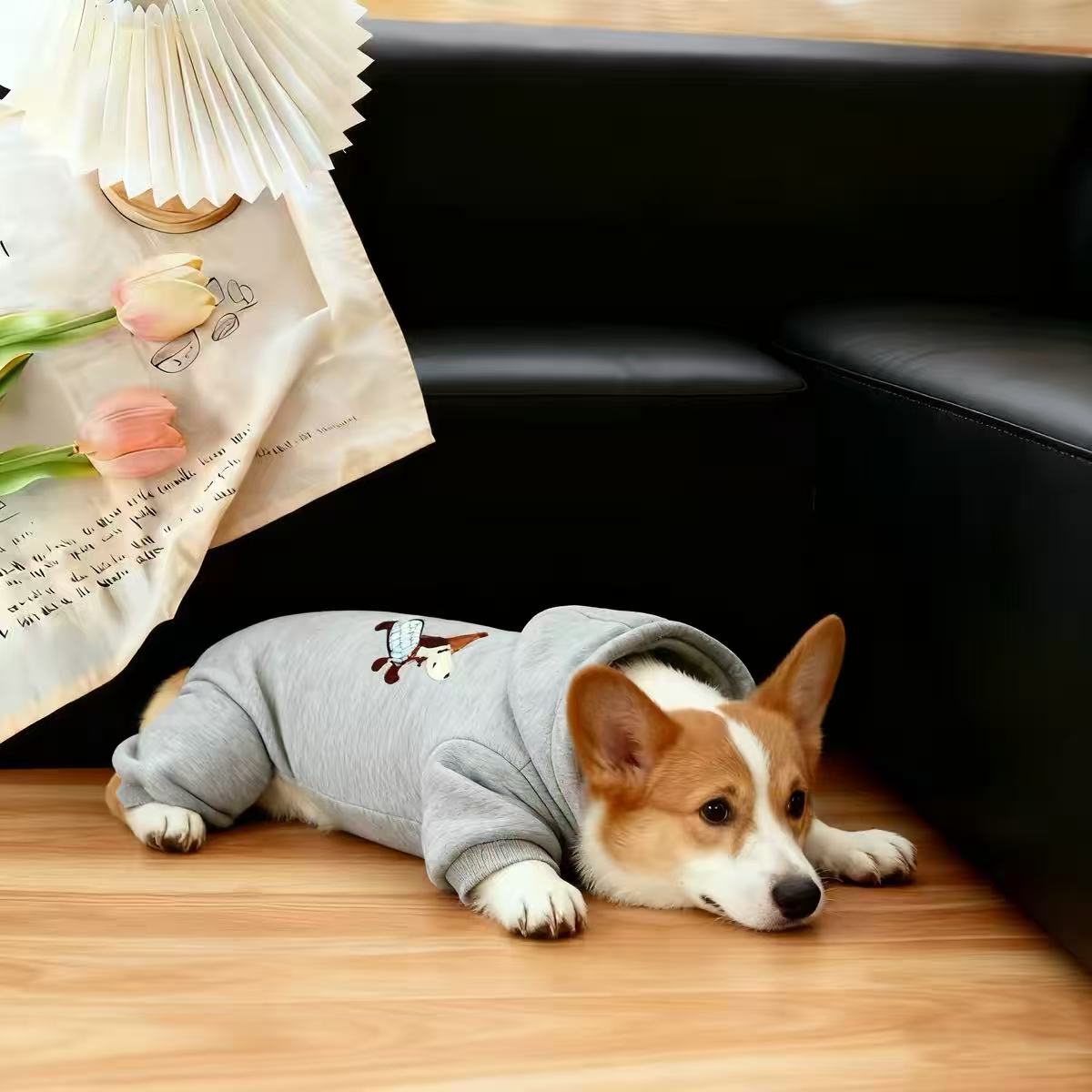Pet Hooded 4-Leg Jumpsuit & Matching Bib PDF Sewing Pattern | S-4XL, Inch & Pound Size Chart, A3 Printable, Step-by-Step Sewing Tutorial for Dogs & Cats