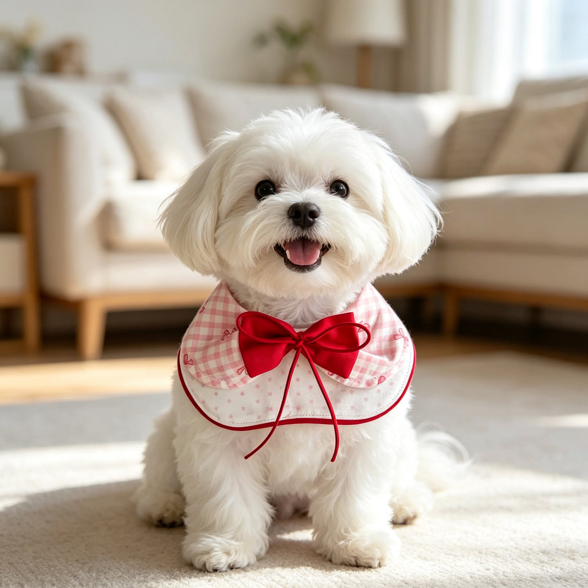Sweet Double Bow Dog Bandana Pattern PDF | Ruffled Layered Pet Bib with Snap Straps | Instant Download