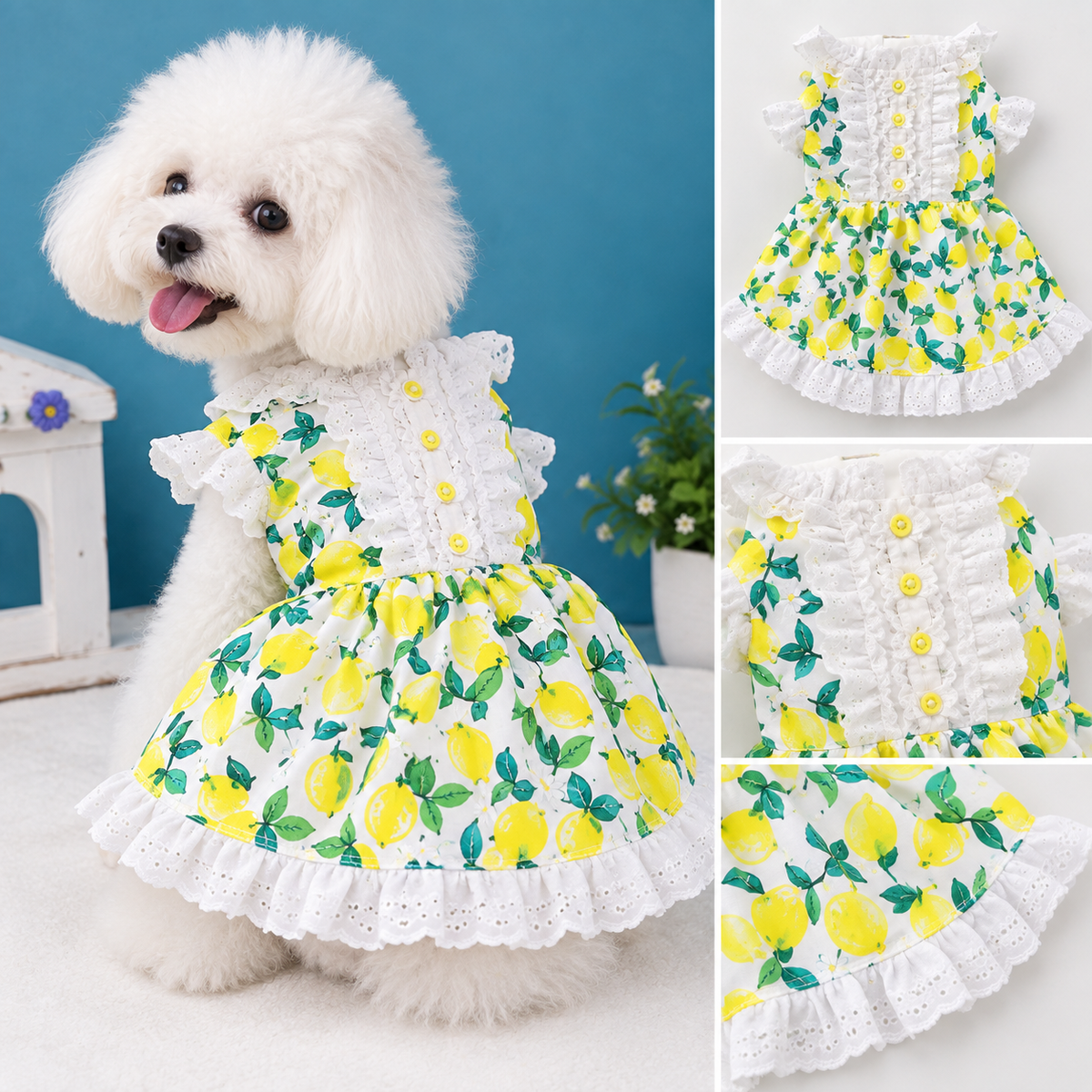 Pet High Waist Dress Sewing Pattern with Video Tutorial | A3 Printable PDF | 7 Sizes S-4XL | Dog Cat Ruffle Lace Princess Dress